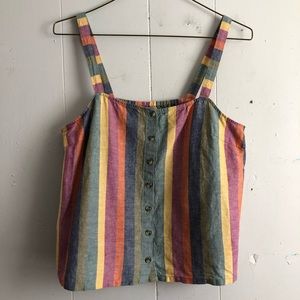 Madewell Rainbow Stripe Button Top Sz Large